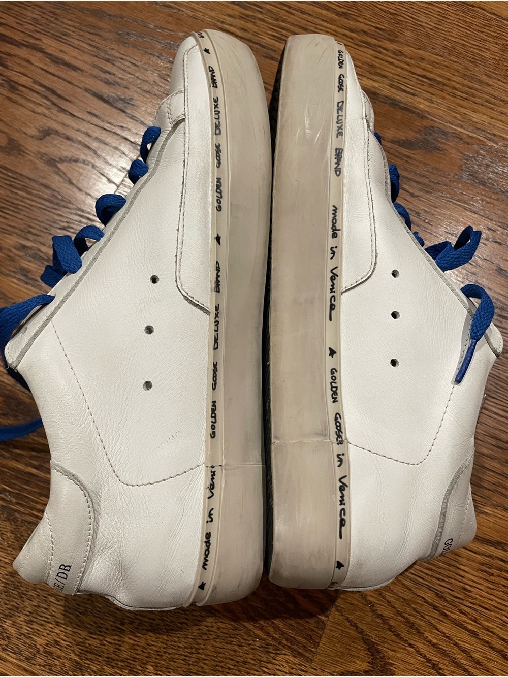 Golden Goose Hi Star Sneakers White Gold Star Blue Laces Size 40 Made In Italy - Picture 8 of 10